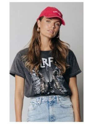 Colourful Rebel Colourful Rebel guitar wings acid wash tee Colourful Rebel Colourful Rebel guitar wings acid wash tee